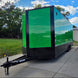 8.5x24 Lime Green w/ Blackout V-Nose Enclosed Trailer 9ft Interior (2) 5,200lb Axles Front Left
