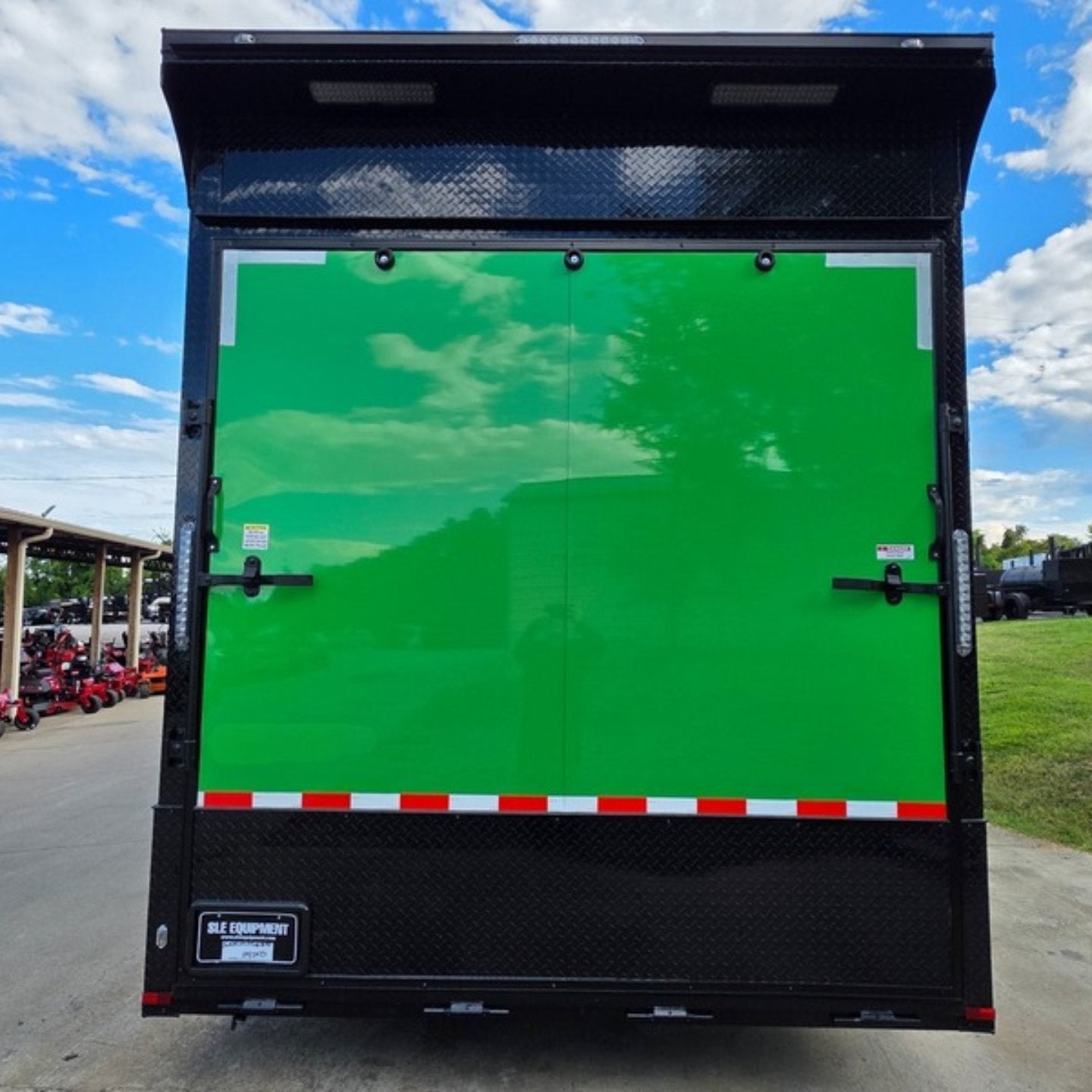 8.5x24 Lime Green w/ Blackout V-Nose Enclosed Trailer 9ft Interior (2) 5,200lb Axles Rear