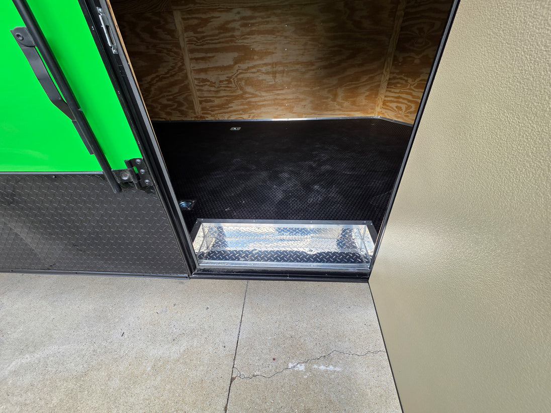 8.5x24 Lime Green w/ Blackout V-Nose Enclosed Trailer 9ft Interior (2) 5,200lb Axles Side Door Step