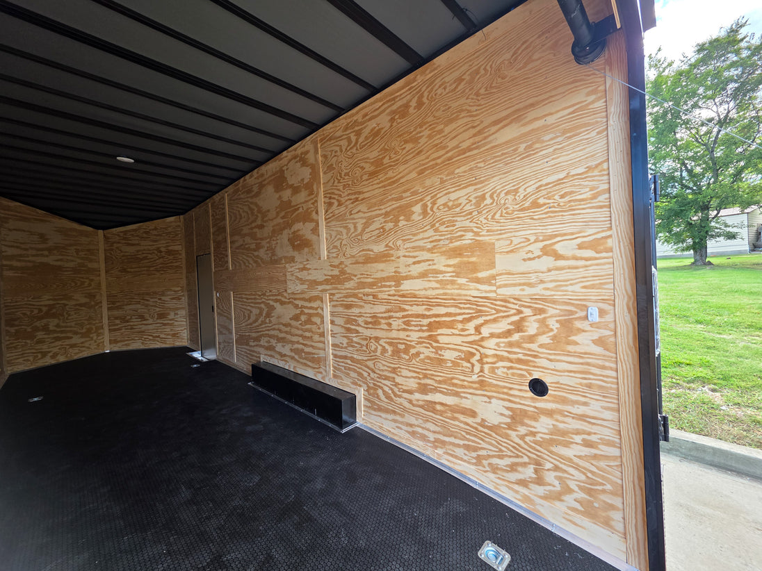 8.5x24 Lime Green w/ Blackout V-Nose Enclosed Trailer 9ft Interior (2) 5,200lb Axles Inside Right