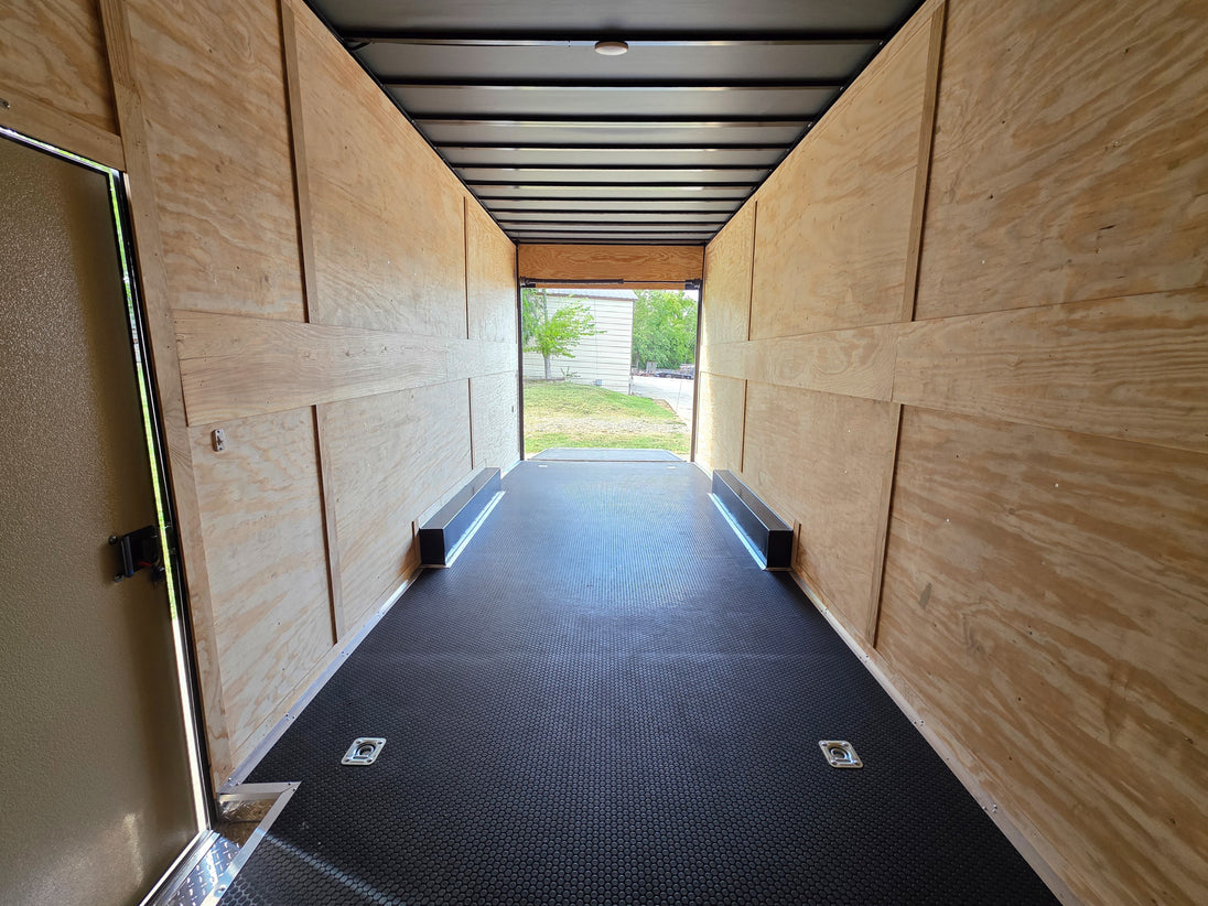 8.5x24 Lime Green w/ Blackout V-Nose Enclosed Trailer 9ft Interior (2) 5,200lb Axles Inside Rear