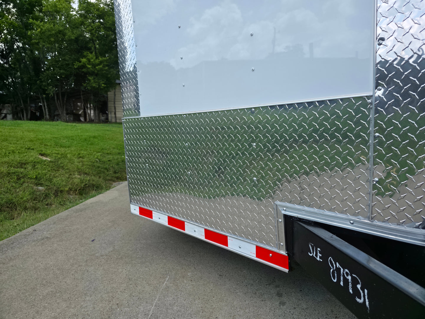 8.5x28 V Nose White Enclosed Trailer 7,000lb Axles Silver ATP Stone Guard