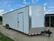 8.5x28 V Nose White Enclosed Trailer 7,000lb Axles Silver ATP Front Right