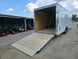 8.5x28 V Nose White Enclosed Trailer 7,000lb Axles Silver ATP Rear Right Ramp Open
