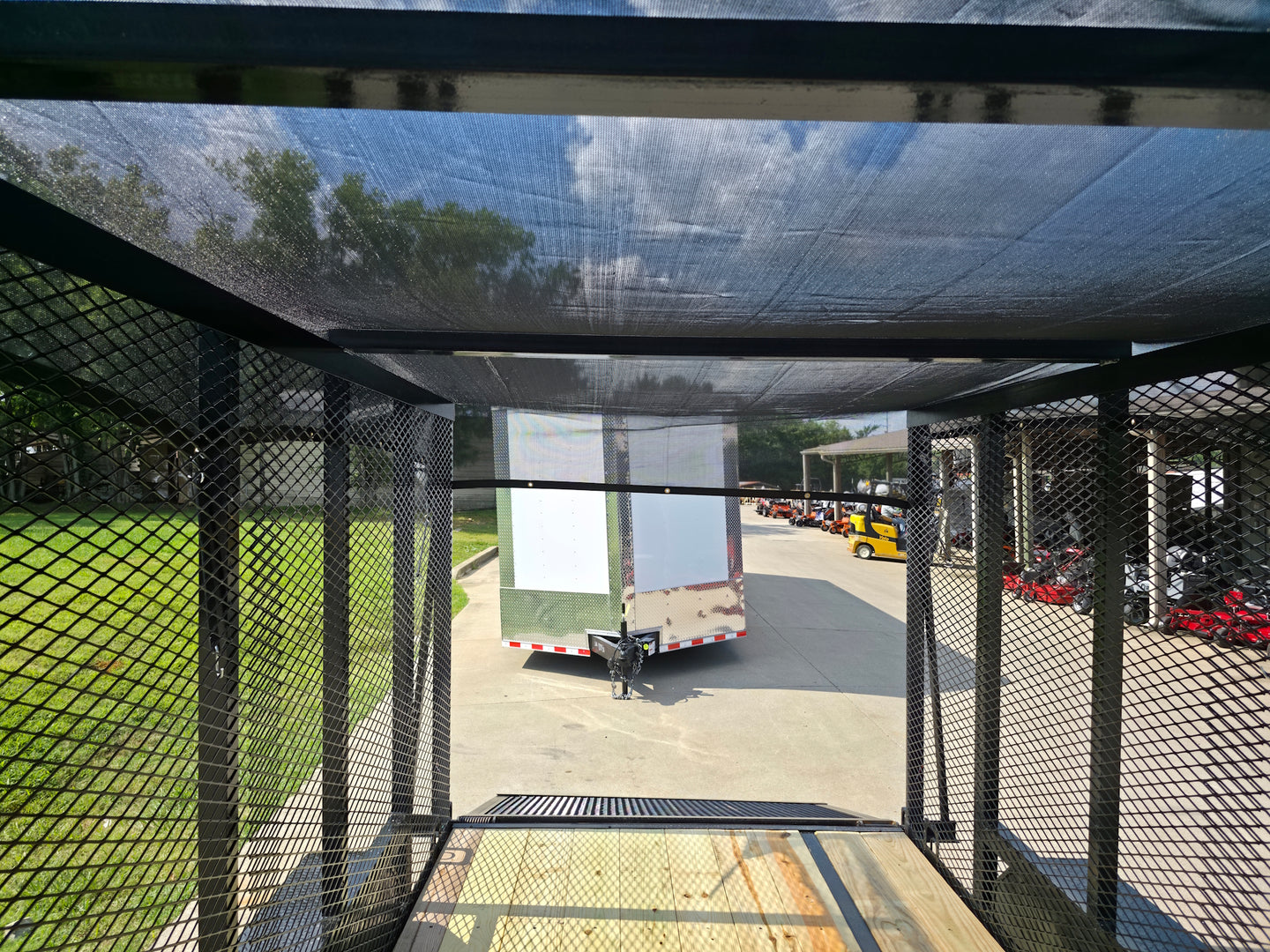 TURF ONE Weibang WBDL5021R with 6.4x14 Leafcage and Tarp Rear Gate Open