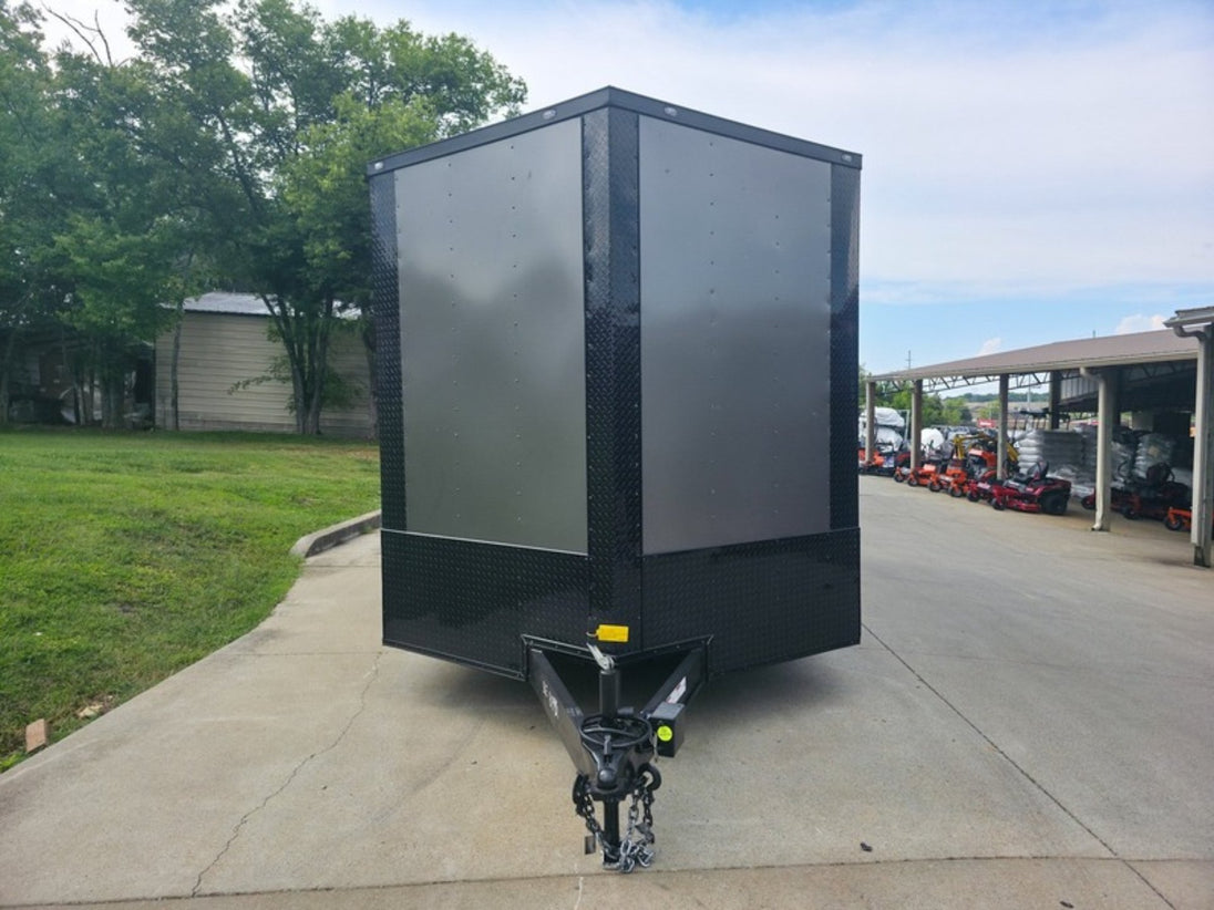8.5 x 18 Charcoal/Black Enclosed Trailer with Blackout and (2) Heavy-Duty 5,200lb Axles Font 
