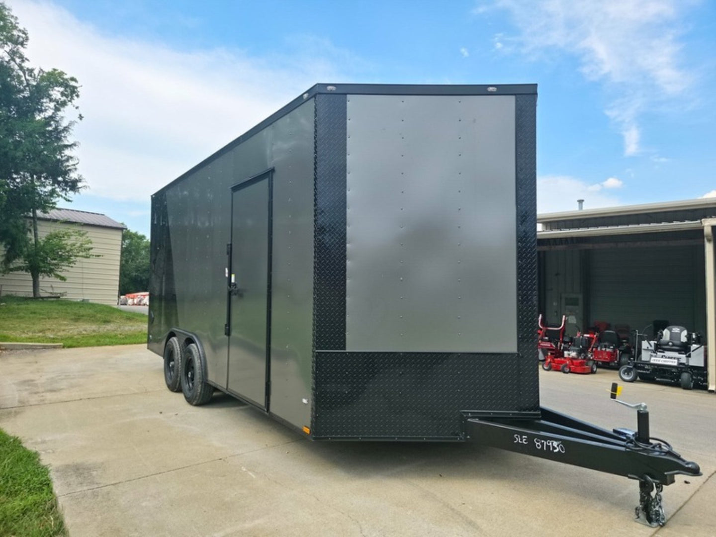 8.5 x 18 Charcoal/Black Enclosed Trailer with Blackout and (2) Heavy-Duty 5,200lb Axles Font Right