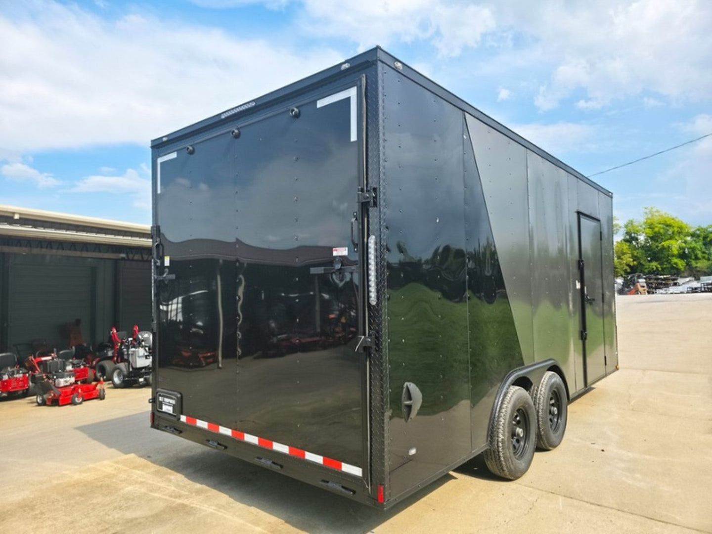 8.5 x 18 Charcoal/Black Enclosed Trailer with Blackout and (2) Heavy-Duty 5,200lb Axles Right Rear