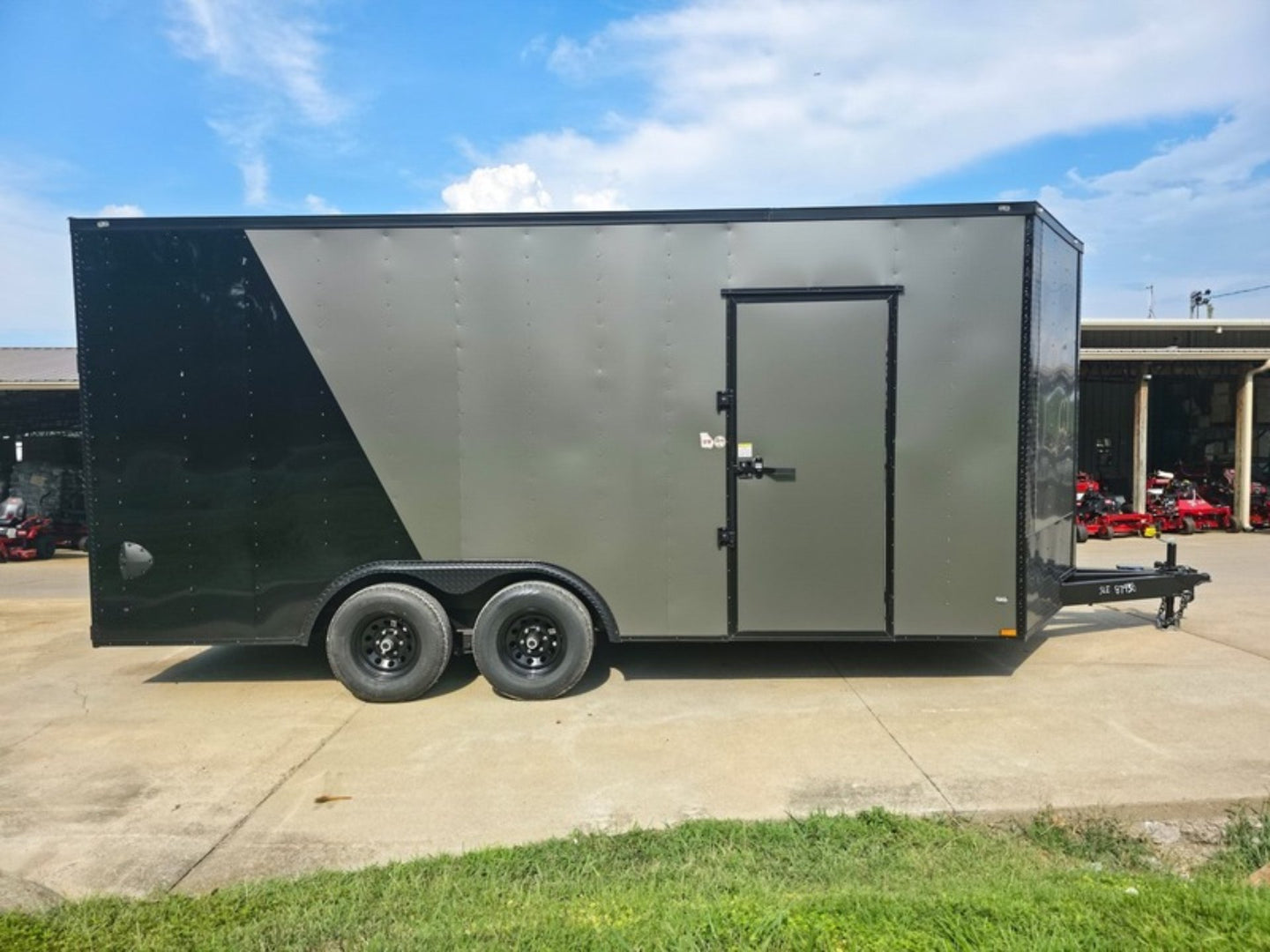 8.5 x 18 Charcoal/Black Enclosed Trailer with Blackout and (2) Heavy-Duty 5,200lb Axles Right Side