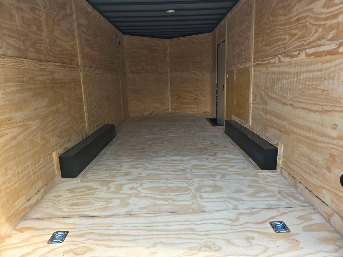 8.5 x 18 Charcoal/Black Enclosed Trailer with Blackout and (2) Heavy-Duty 5,200lb Axles Inside Front