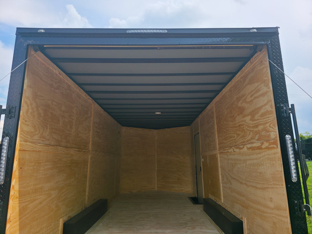 8.5 x 18 Charcoal/Black Enclosed Trailer with Blackout and (2) Heavy-Duty 5,200lb Axles Ramp Spring Assist