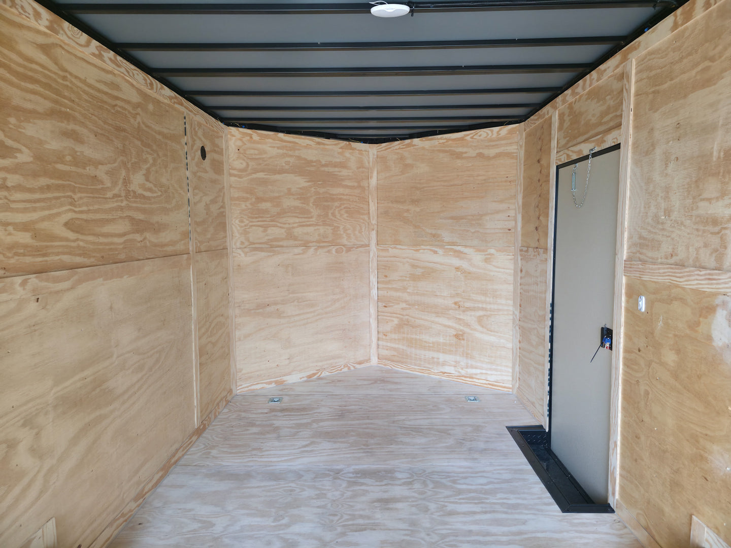 8.5 x 18 Charcoal/Black Enclosed Trailer with Blackout and (2) Heavy-Duty 5,200lb Axles Inside Front