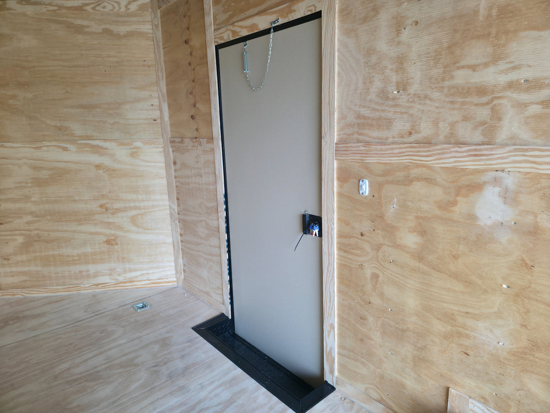 8.5 x 18 Charcoal/Black Enclosed Trailer with Blackout and (2) Heavy-Duty 5,200lb Axles Inside Side Door