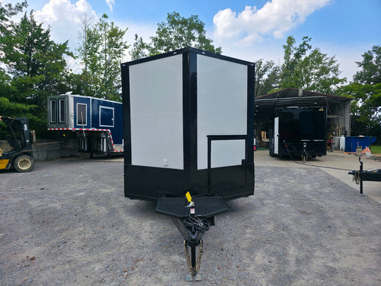 8.5' X 24' White With Black Out Concession Trailer With 6ft Porch - SLE Equipment - 2