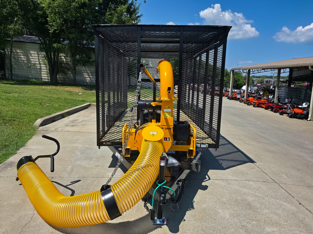 6.4x16 Leaf Clean Up Cage Debris Trailer with 21HP Loader 7K GVWR Front 