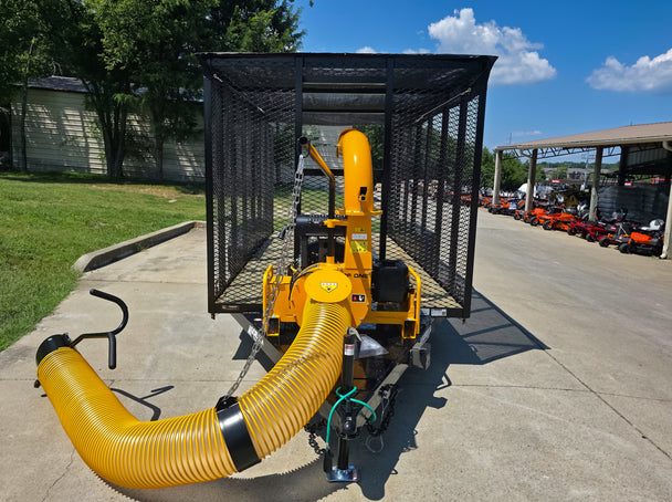 6.4x16 Leaf Clean Up Cage Debris Trailer with 21HP Loader 7K GVWR Front 