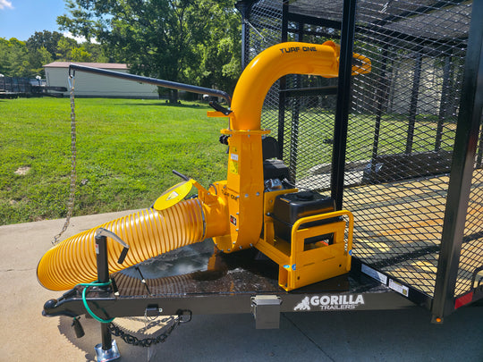 6.4x16 Leaf Clean Up Cage Debris Trailer with 21HP Loader 7K GVWR 