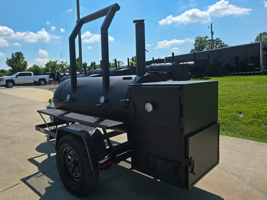 250 Gal Smoker Single Door with Counter Weight and Charkettle Left Rear