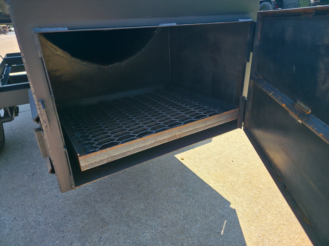 250 Gal Smoker Single Door with Counter Weight and Charkettle Warming Box Wood Burner
