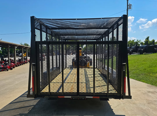 6.4x16 Leaf Clean Up Cage Debris Trailer with 21HP Loader 7K GVWR Rear