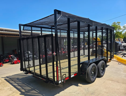 6.4x16 Leaf Clean Up Cage Debris Trailer with 21HP Loader 7K GVWR Right Rear