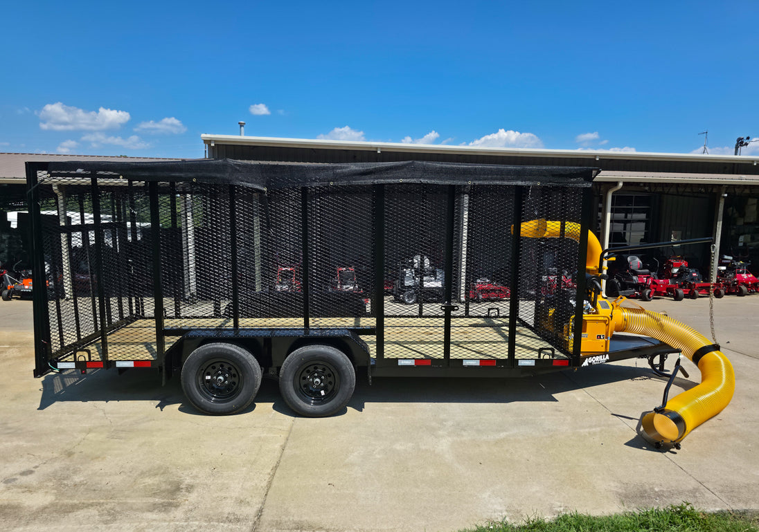 6.4x16 Leaf Clean Up Cage Debris Trailer with 21HP Loader 7K GVWR Right Side