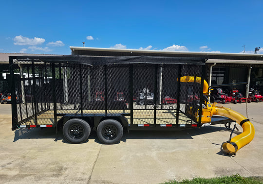 6.4x16 Leaf Clean Up Cage Debris Trailer with 21HP Loader 7K GVWR Right Side