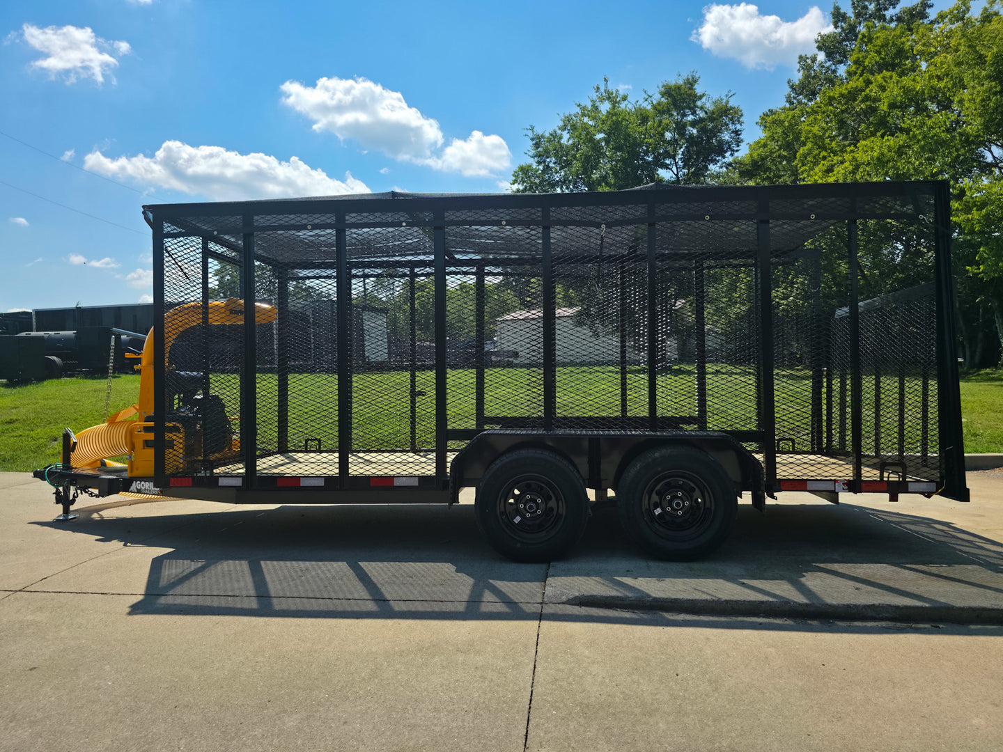 6.4x16 Leaf Clean Up Cage Debris Trailer with 21HP Loader 7K GVWR Left Side