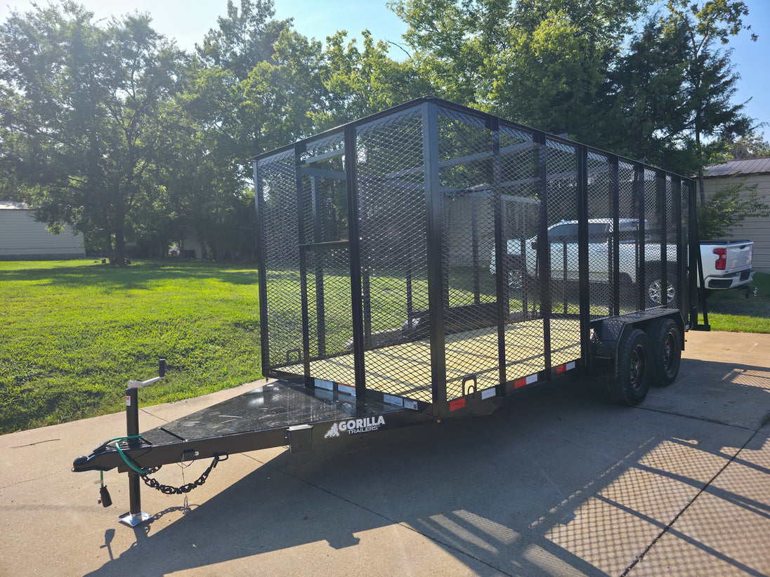 6.4' x 16' Debris Leaf Junk Trash Removal Loader Utility Trailer (2) 3500 Axles Front Left