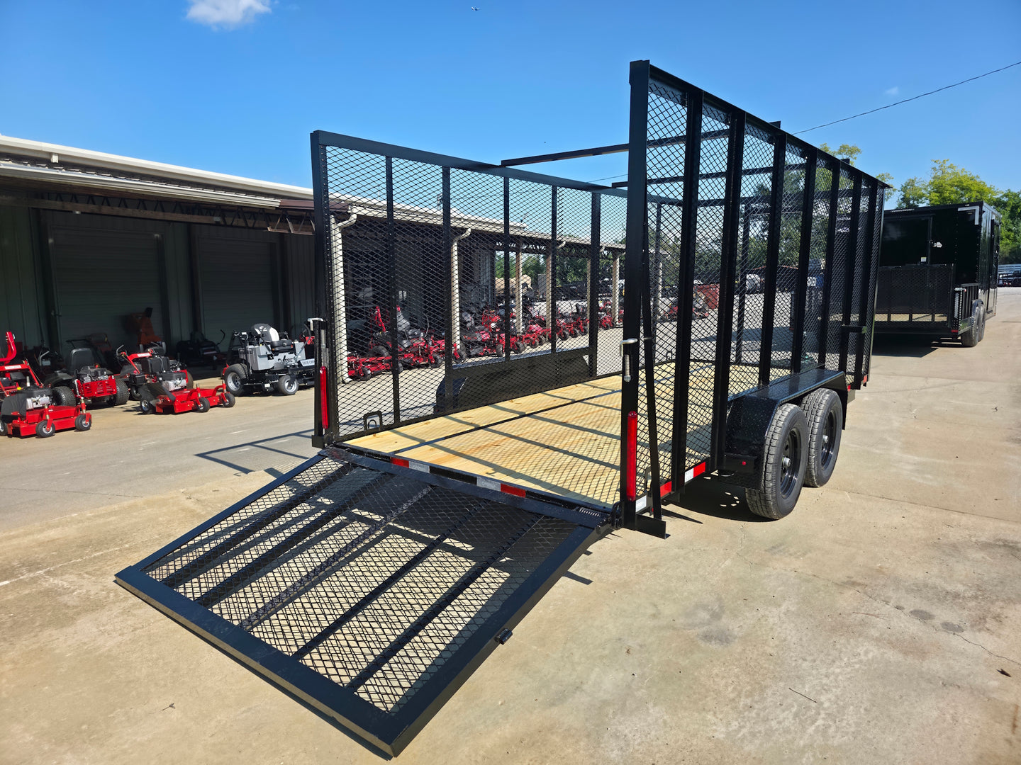 6.4' x 16' Debris Leaf Junk Trash Removal Loader Utility Trailer (2) 3500 Axles Right Rear Gate Down