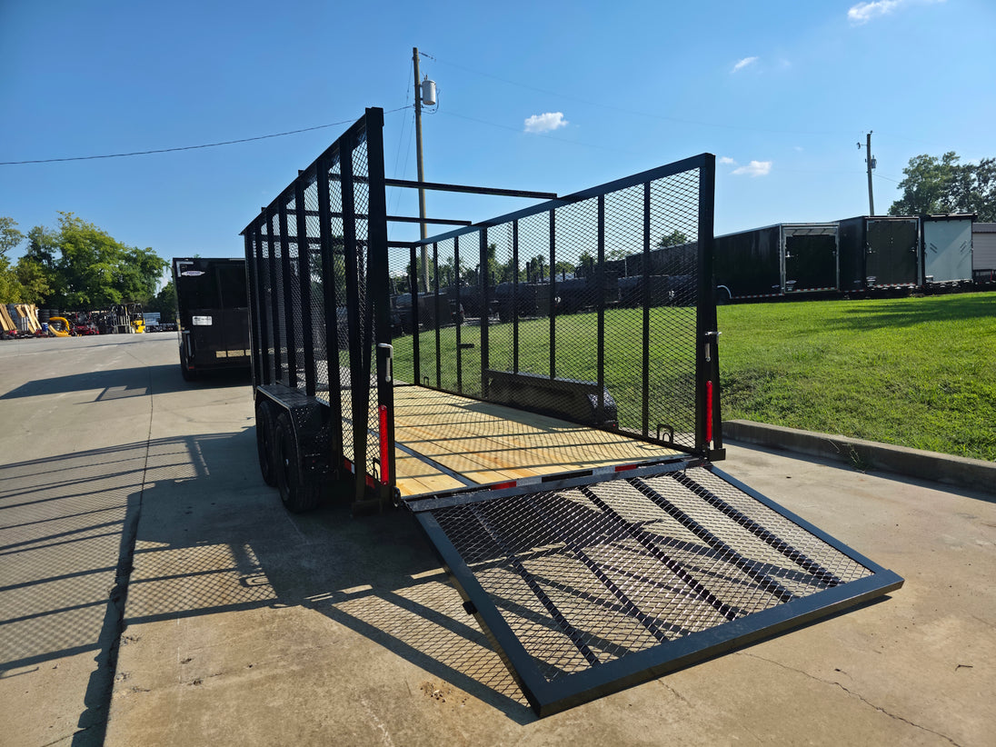 6.4' x 16' Debris Leaf Junk Trash Removal Loader Utility Trailer (2) 3500 Axles Left Rear