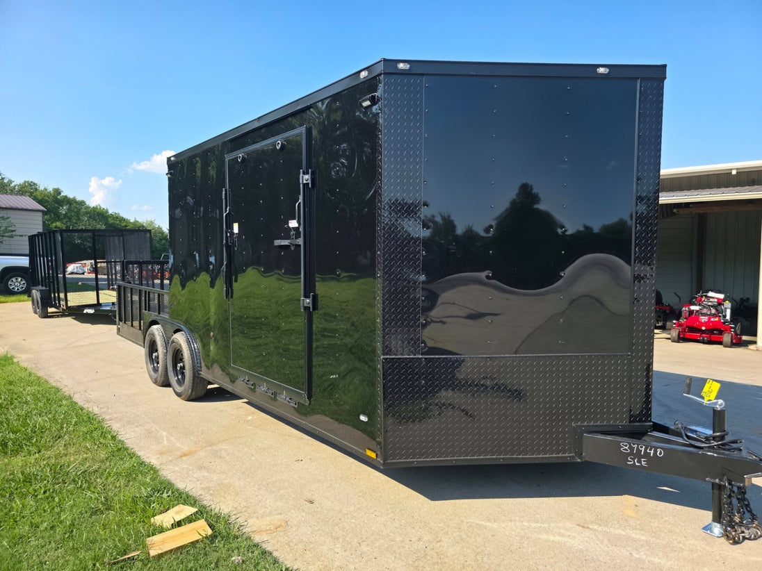 8.5x20 Enclosed Hybrid Black with Black Trim (2) 5200LB Axles Front Left