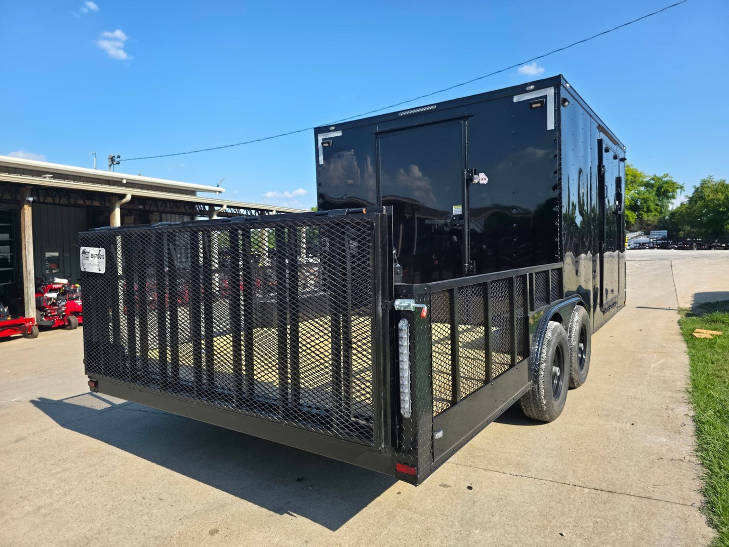 8.5x20 Enclosed Hybrid Black with Black Trim (2) 5200LB Axles Right Rear