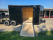 8.5x20 Enclosed Hybrid Black with Black Trim (2) 5200LB Axles Right Ramp Down