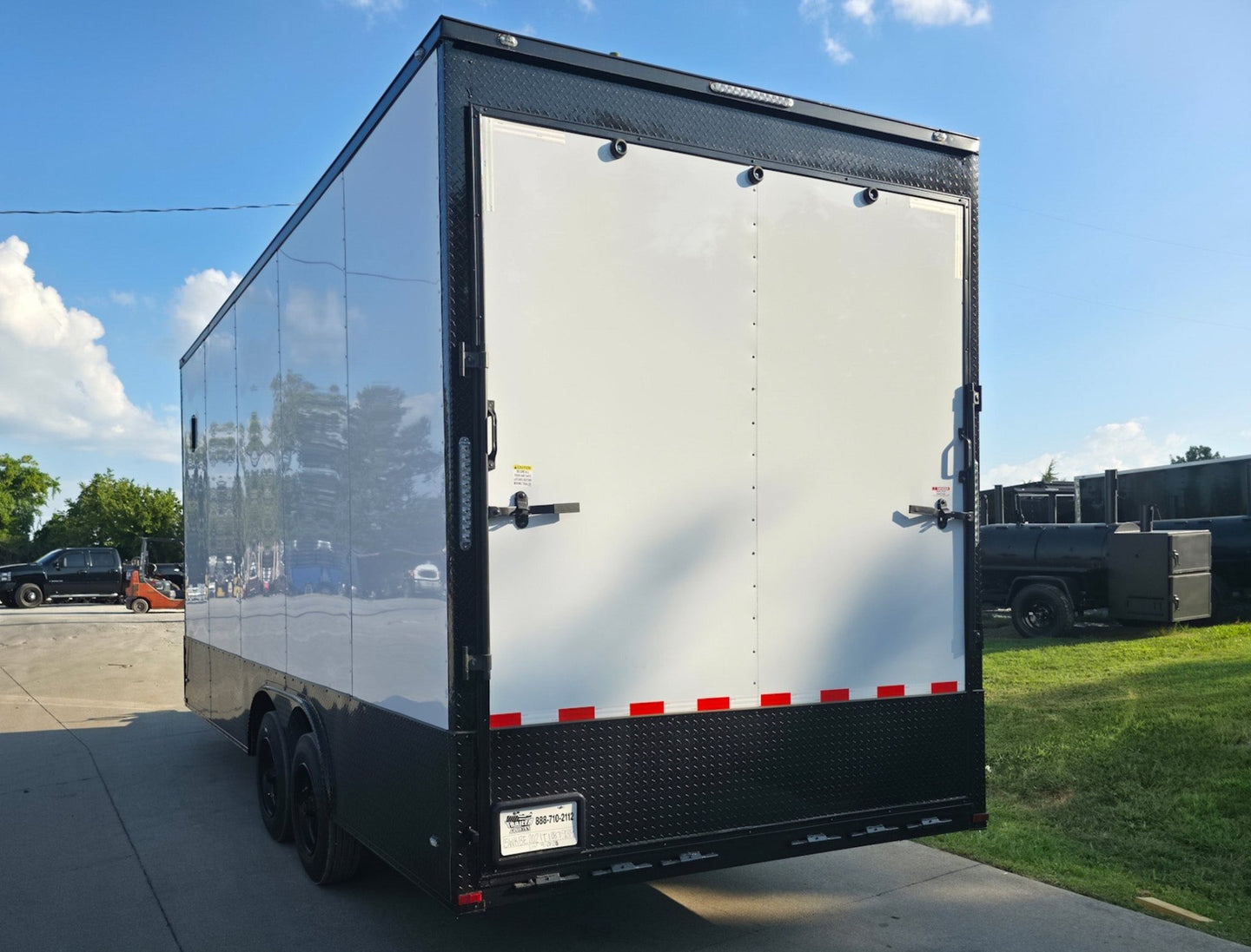 8.5x20 White V-Nose Enclosed Trailer with Blackout Pkg 9' Interior (2) 10,000LB Axles Left Rear