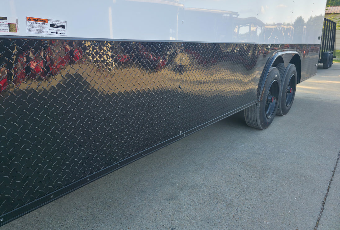 8.5x20 White V-Nose Enclosed Trailer with Blackout Pkg 9' Interior (2) 10,000LB Axles ATP 