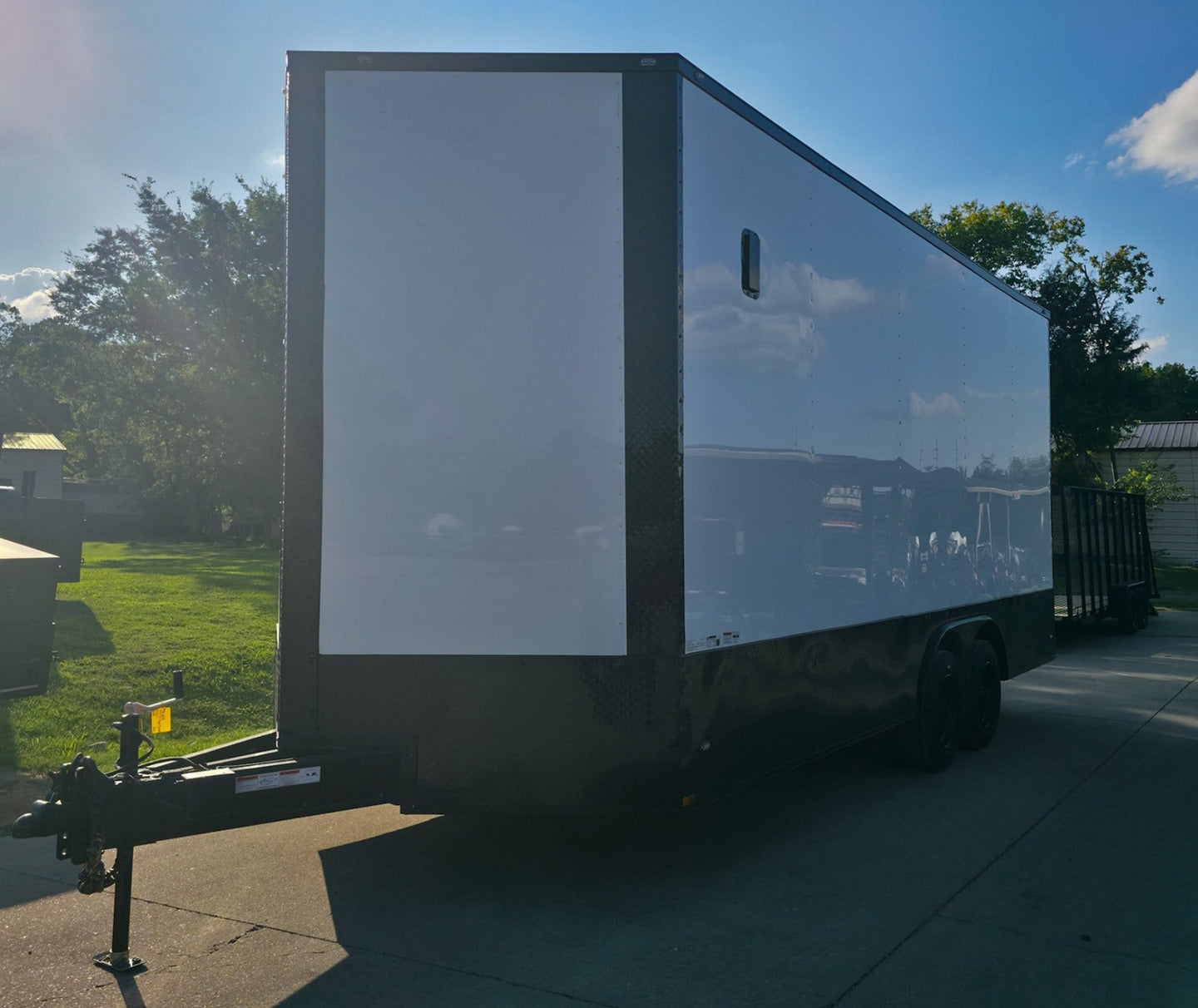 8.5x20 White V-Nose Enclosed Trailer with Blackout Pkg 9' Interior (2) 10,000LB Axles Front Left