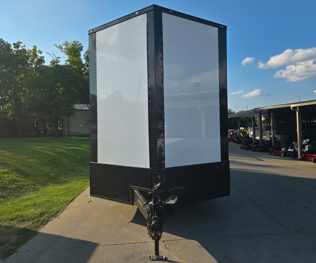 8.5x20 White V-Nose Enclosed Trailer with Blackout Pkg 9' Interior (2) 10,000LB Axles Front 