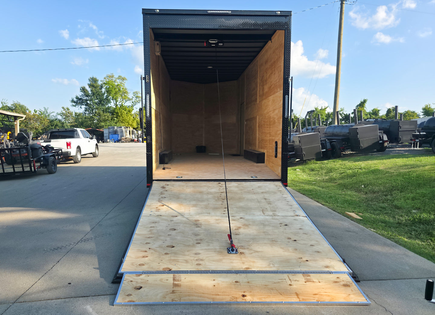 8.5x20 White V-Nose Enclosed Trailer with Blackout Pkg 9' Interior (2) 10,000LB Axles Rear Ramp Down