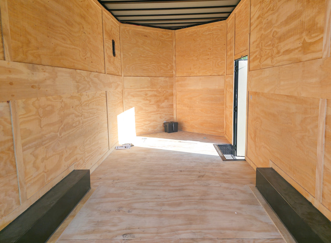 8.5x20 White V-Nose Enclosed Trailer with Blackout Pkg 9' Interior (2) 10,000LB Axles Front Enclosed