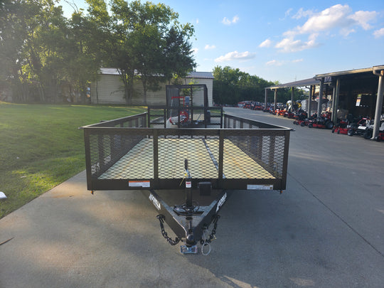 7x14 Tandem Utility Trailer (2) 5200lb Axles w/ Rear Brakes 2FT Mesh Sides Dovetail - SLE Equipment - 4