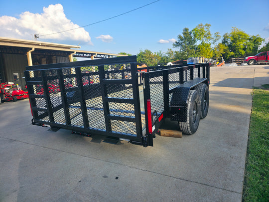 7x14 Tandem Utility Trailer (2) 5200lb Axles w/ Rear Brakes 2FT Mesh Sides Dovetail - SLE Equipment - 8