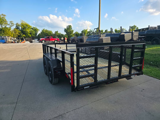7x14 Tandem Utility Trailer (2) 5200lb Axles w/ Rear Brakes 2FT Mesh Sides Dovetail - SLE Equipment - 6