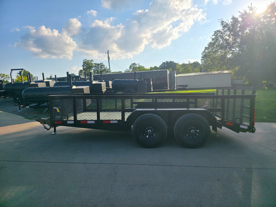 7x14 Tandem Utility Trailer (2) 5200lb Axles w/ Rear Brakes 2FT Mesh Sides Dovetail - SLE Equipment - 5