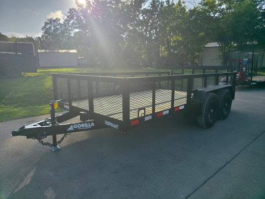 7x14 Tandem Utility Trailer (2) 5200lb Axles w/ Rear Brakes 2FT Mesh Sides Dovetail - SLE Equipment - 3