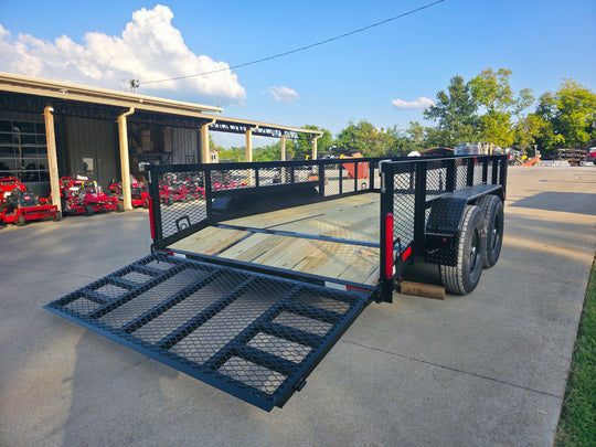 7x14 Tandem Utility Trailer (2) 5200lb Axles w/ Rear Brakes 2FT Mesh Sides Dovetail - SLE Equipment - 10