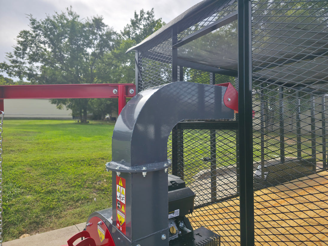 6.4x18 Leaf Cage Debris Trailer with 18HP Debris Loader for Leaf Clean Up Discharge Chute