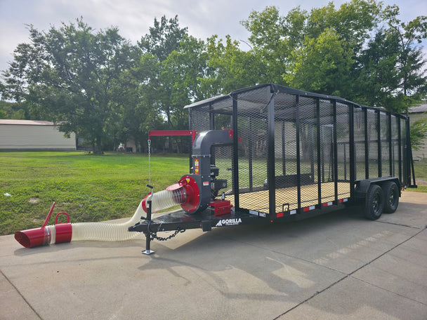 6.4x18 Leaf Cage Debris Trailer with 18HP Debris Loader for Leaf Clean Up Front Left