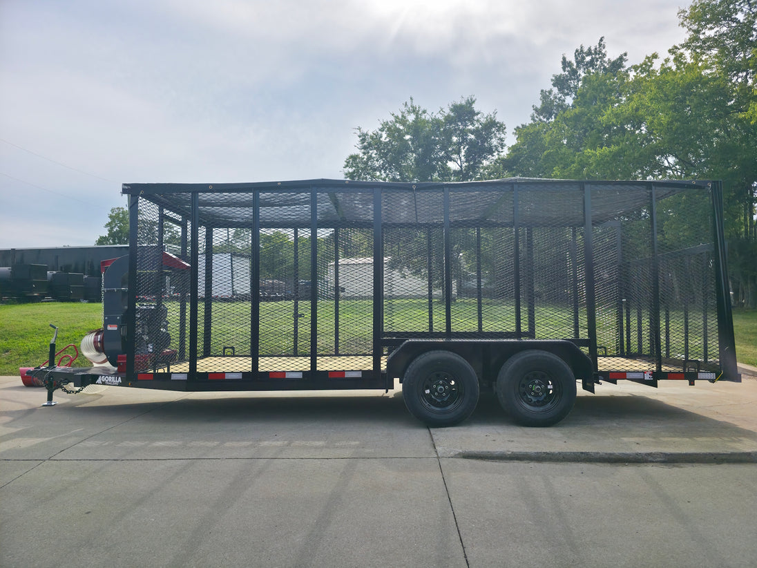 6.4x18 Leaf Cage Debris Trailer with 18HP Debris Loader for Leaf Clean Up Left Side