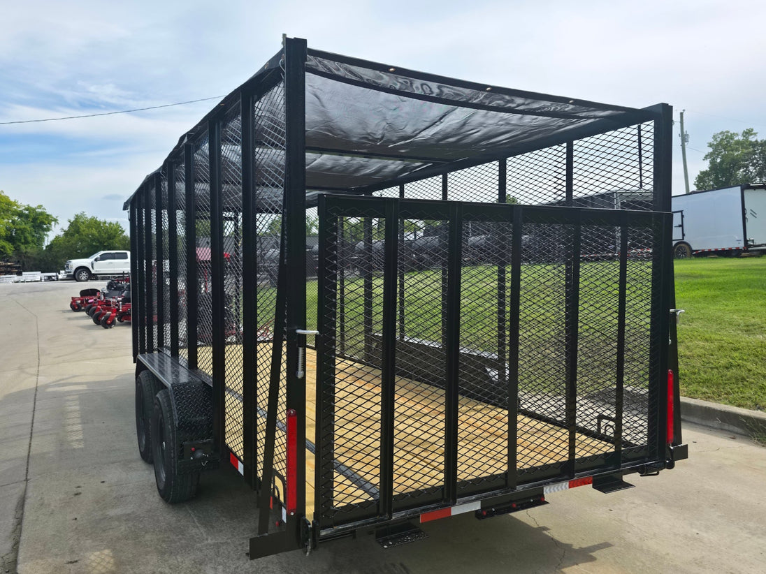 6.4x18 Leaf Cage Debris Trailer with 18HP Debris Loader for Leaf Clean Up Left Rear